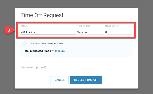 Enter a time off request