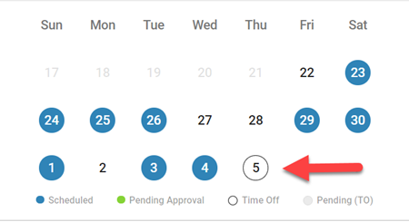Approved time off on schedule