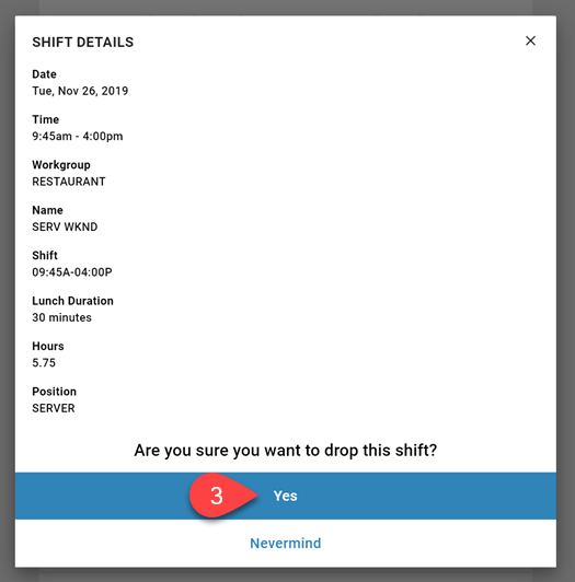 Drop shift confirmation