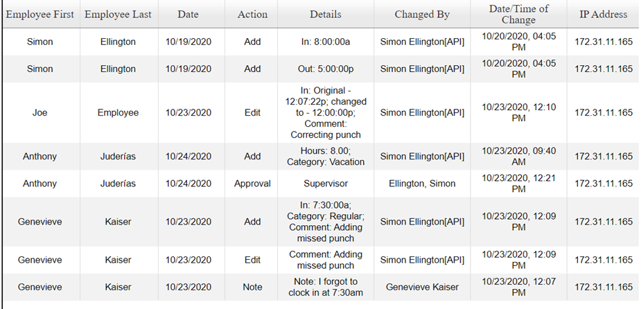 audit log report
