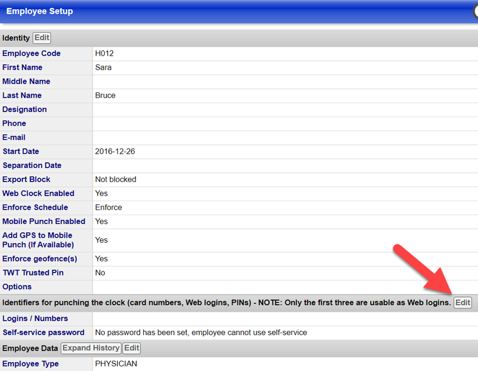 Add Timekeeping Logins and Passwords