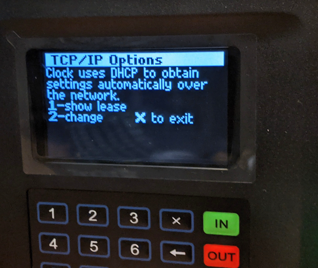 TCP/IP Options on clock