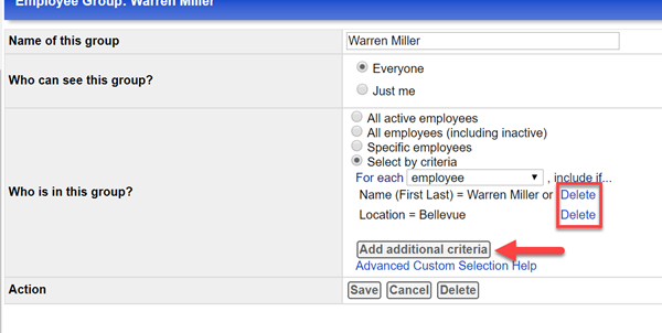 add addtional criteria button
