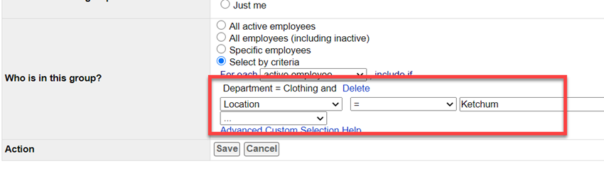 filtering by a combination of department and location