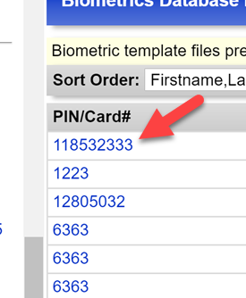 PIN/Card numbers
