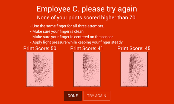 print enrollment failure