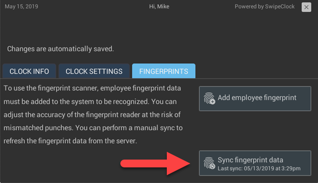 Sync prints on Fingerprint menu