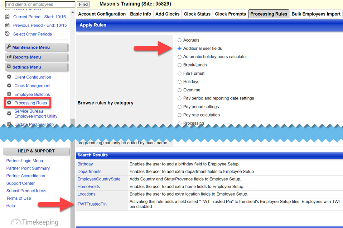 Additional User Fields in Processing Rules