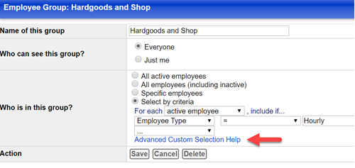 advanced custom selection help link