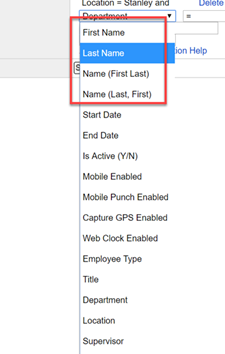 selecting a last name as the filter criteria