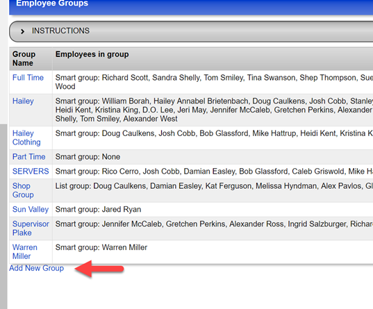 add new group on the employee groups page